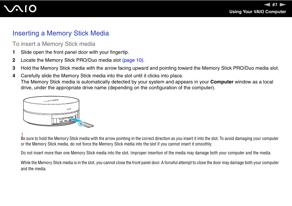 Sony VGX-TP1 User Manual | Page 61 / 154