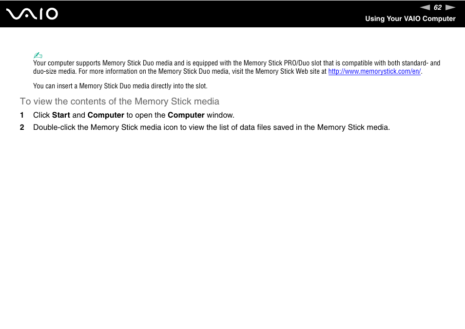 Sony VGX-TP1 User Manual | Page 62 / 154