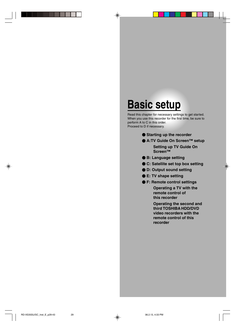 Basic setup | Sony RD-XS35SC User Manual | Page 29 / 56