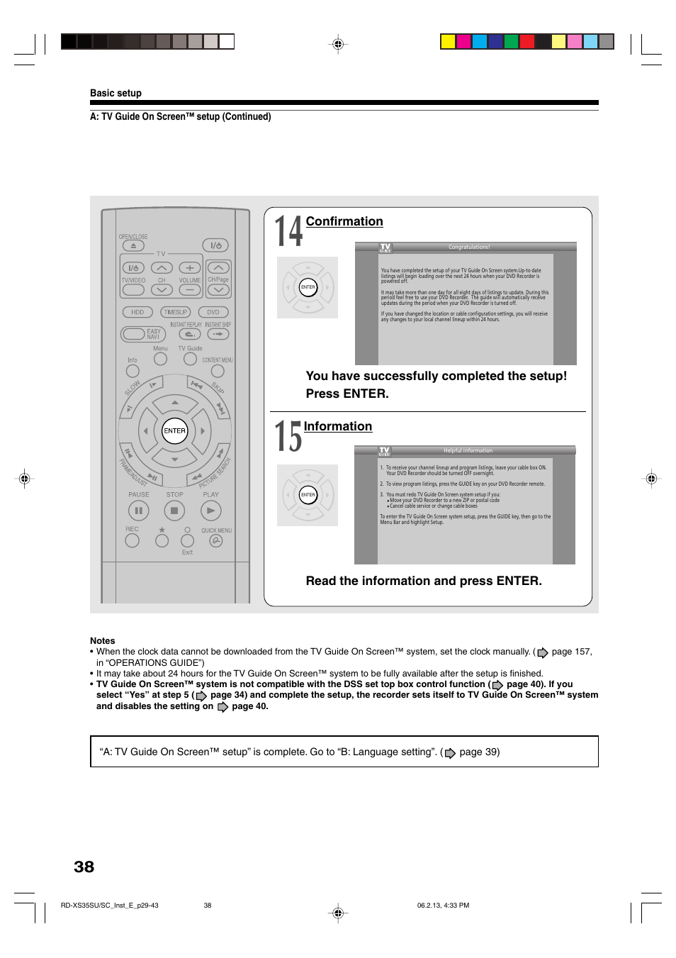 Information read the information and press enter | Sony RD-XS35SC User Manual | Page 38 / 56