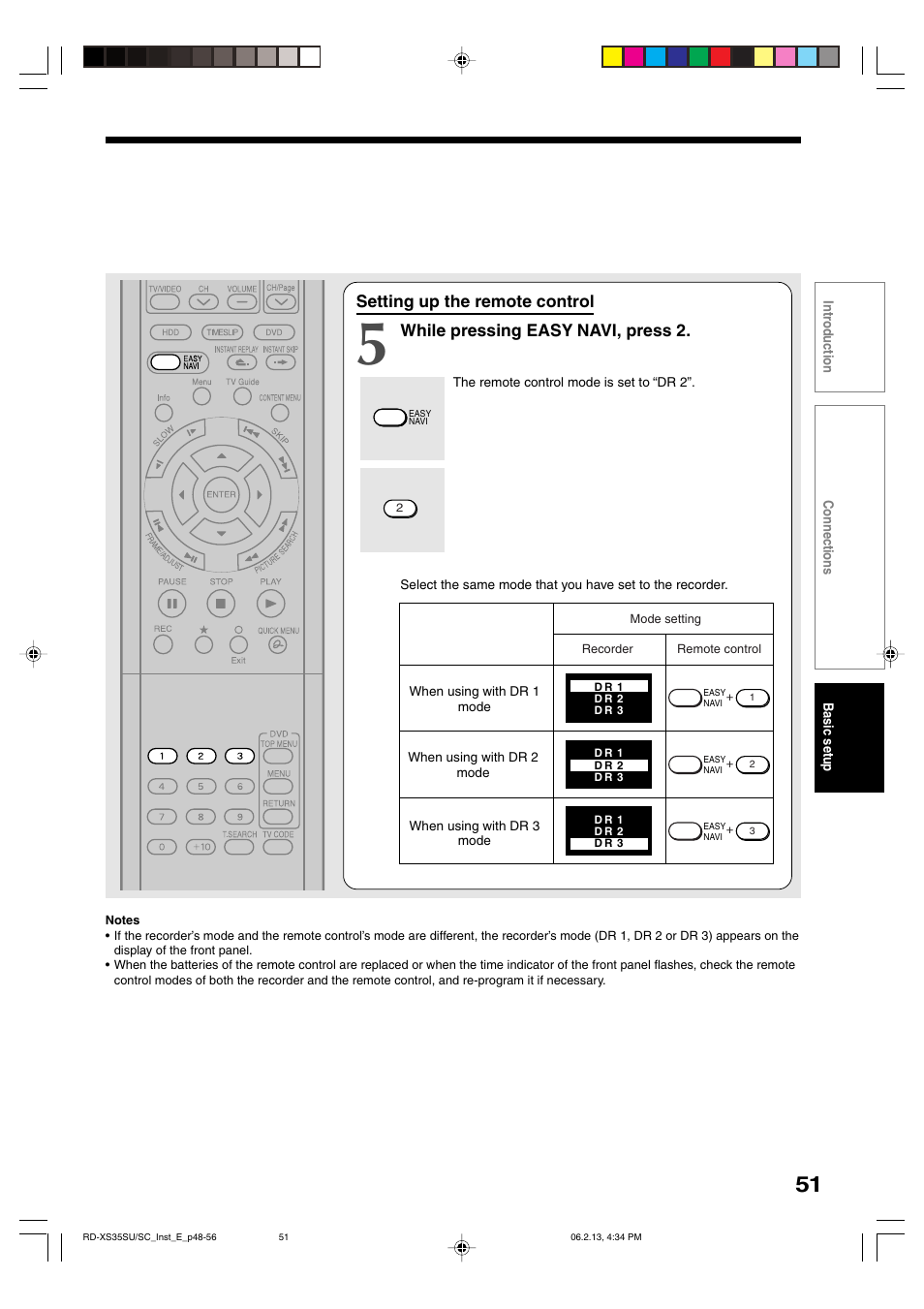 Setting up the remote control, While pressing easy navi, press 2 | Sony RD-XS35SC User Manual | Page 51 / 56