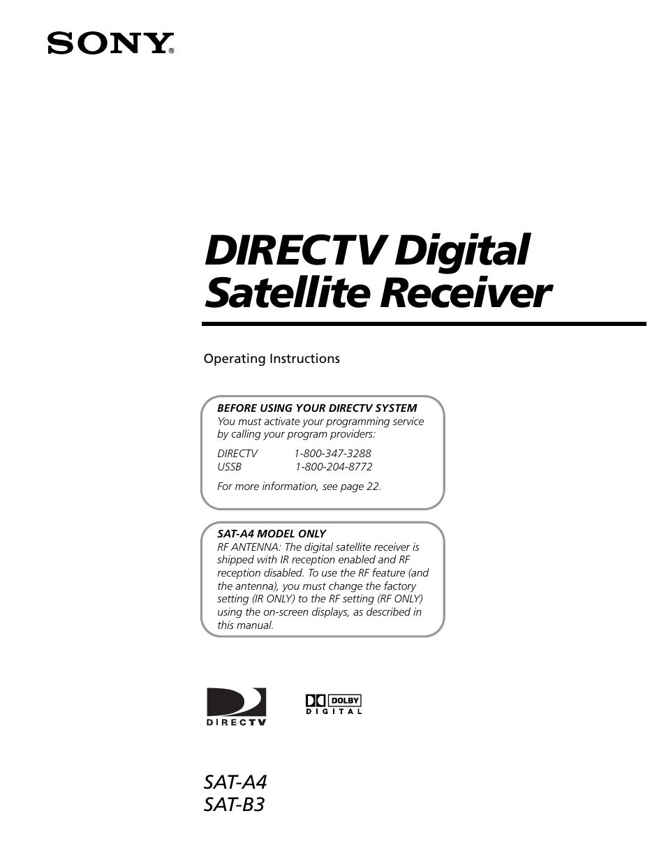 Sony SAT-B3 User Manual | 96 pages