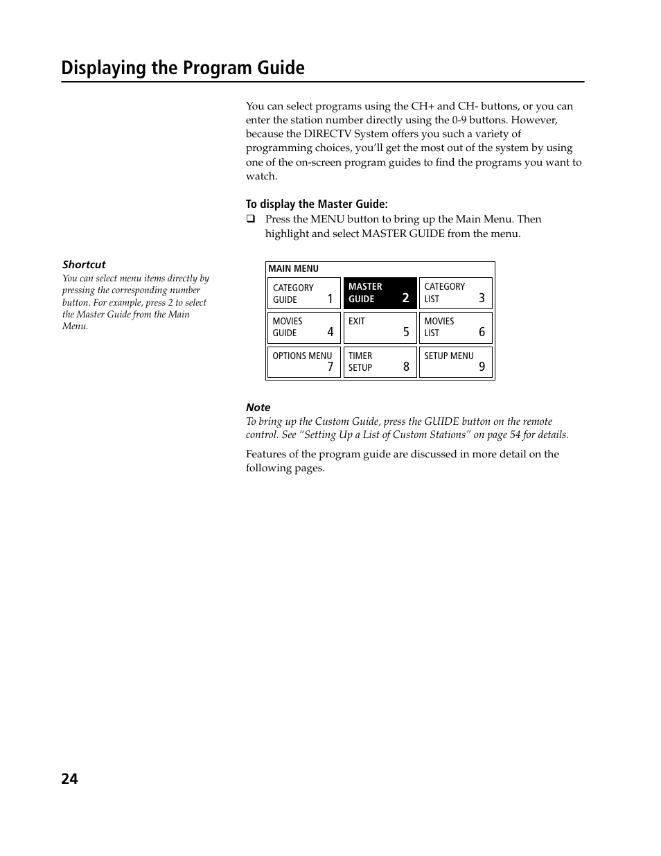 Displaying the program guide | Sony SAT-B3 User Manual | Page 24 / 96