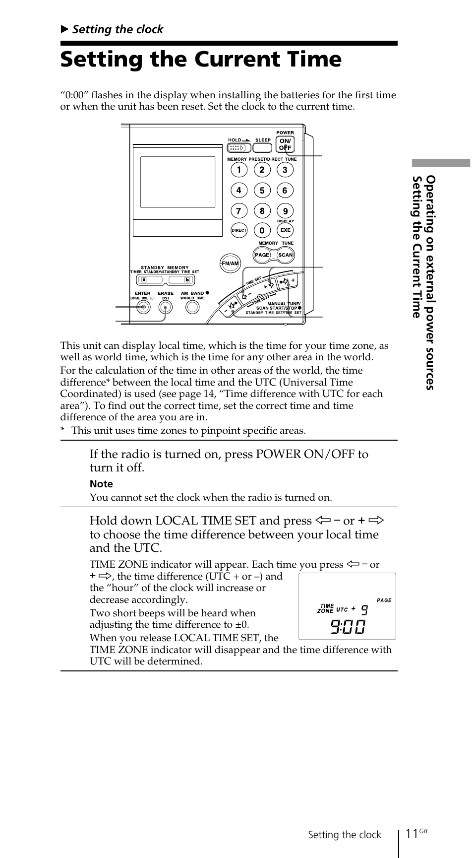 Setting the current time | Sony ICF-SW7600GR User Manual | Page 11 / 242