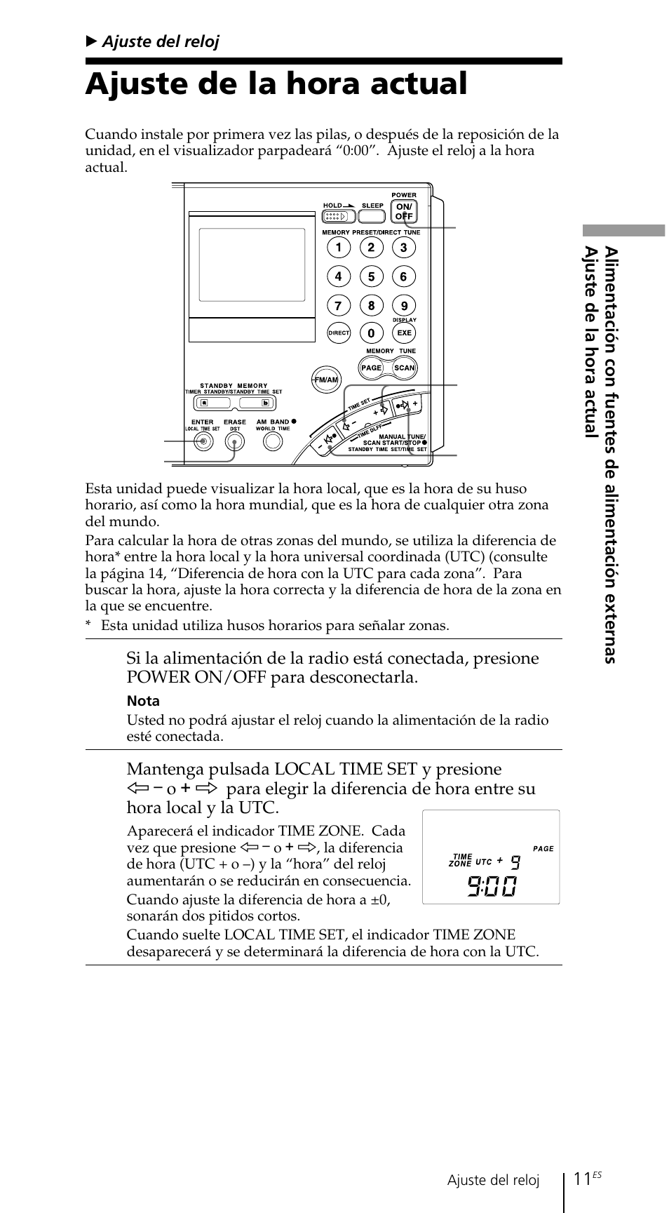 Ajuste de la hora actual | Sony ICF-SW7600GR User Manual | Page 131 / 242