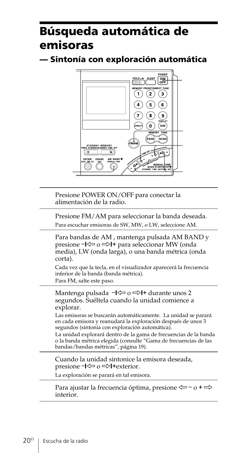 Búsqueda automática de emisoras | Sony ICF-SW7600GR User Manual | Page 140 / 242