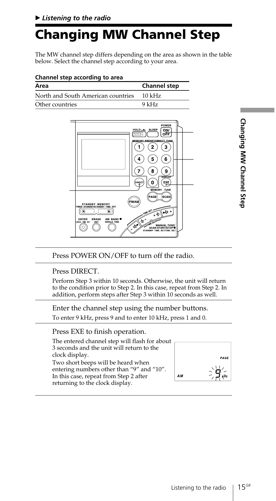 Changing mw channel step | Sony ICF-SW7600GR User Manual | Page 15 / 242