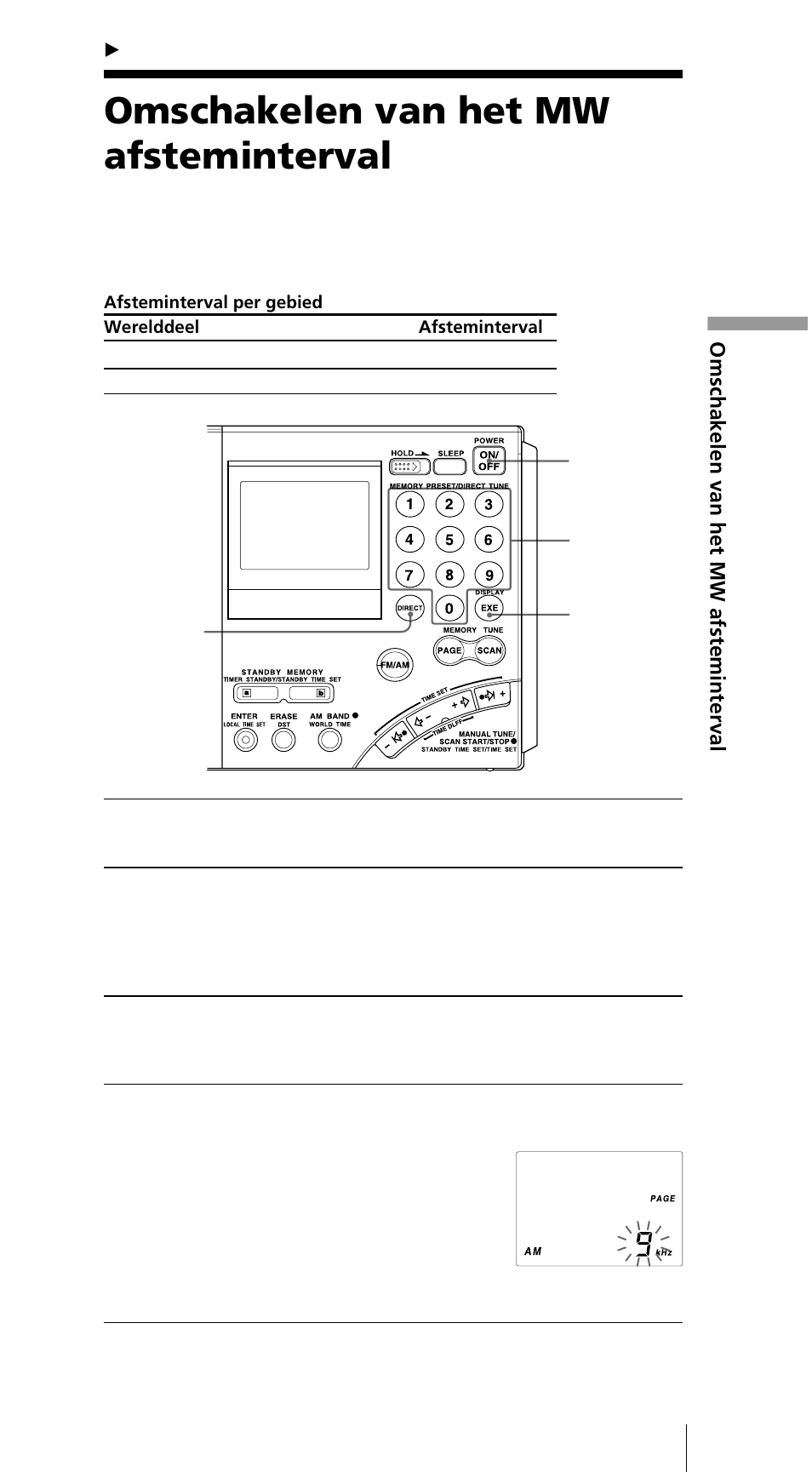 Omschakelen van het mw afsteminterval | Sony ICF-SW7600GR User Manual | Page 175 / 242