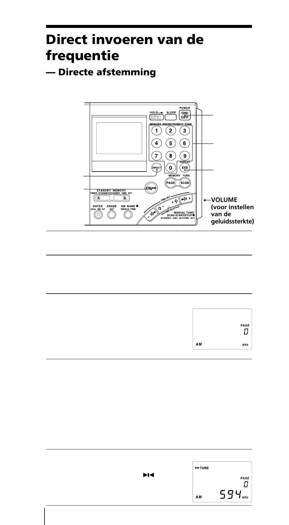 Direct invoeren van de frequentie, Directe afstemming | Sony ICF-SW7600GR User Manual | Page 176 / 242