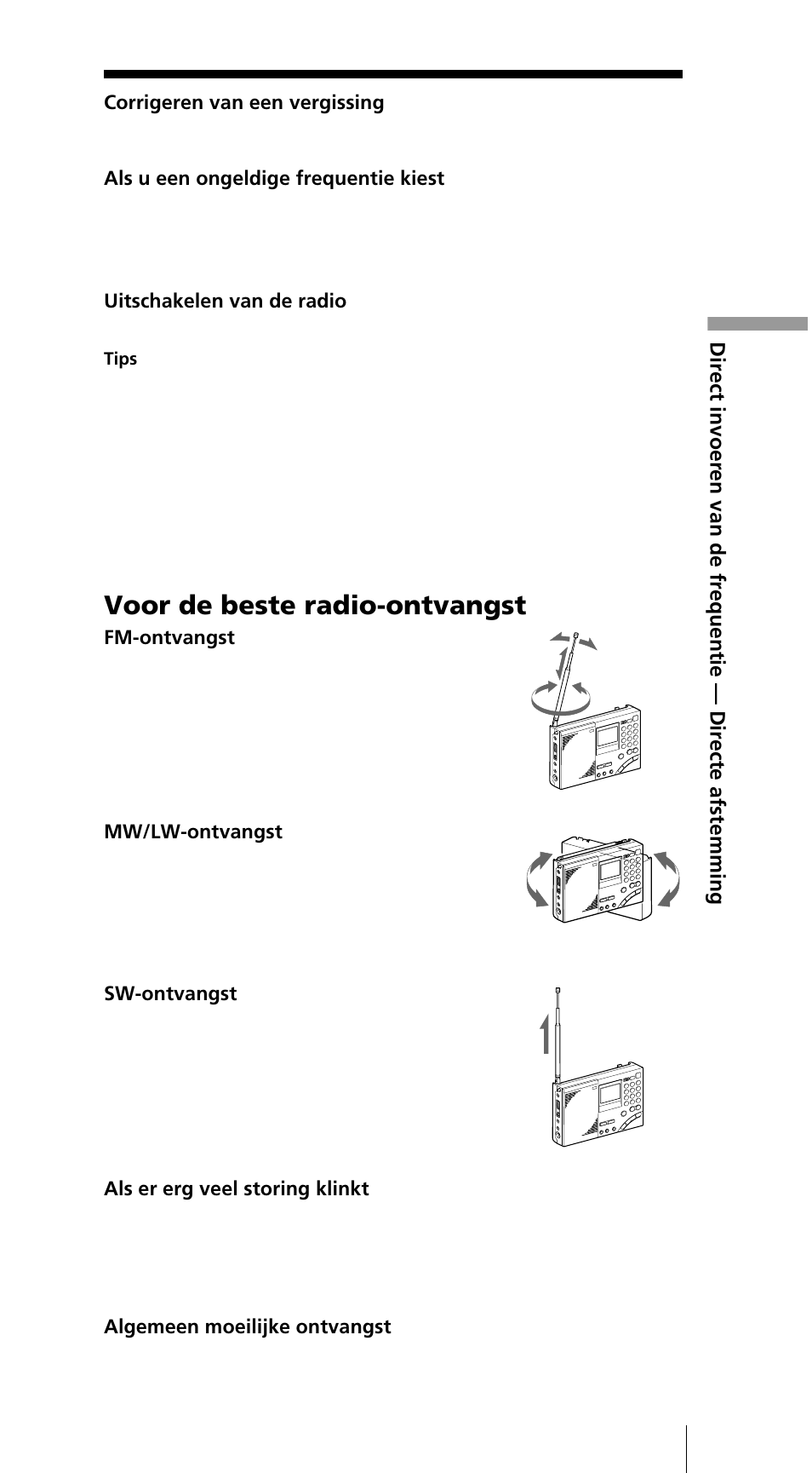 Voor de beste radio-ontvangst | Sony ICF-SW7600GR User Manual | Page 177 / 242