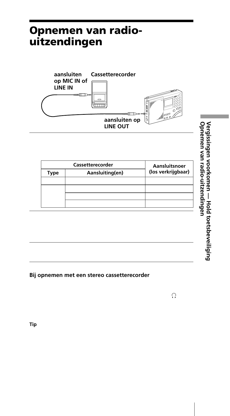 Opnemen van radio- uitzendingen | Sony ICF-SW7600GR User Manual | Page 193 / 242