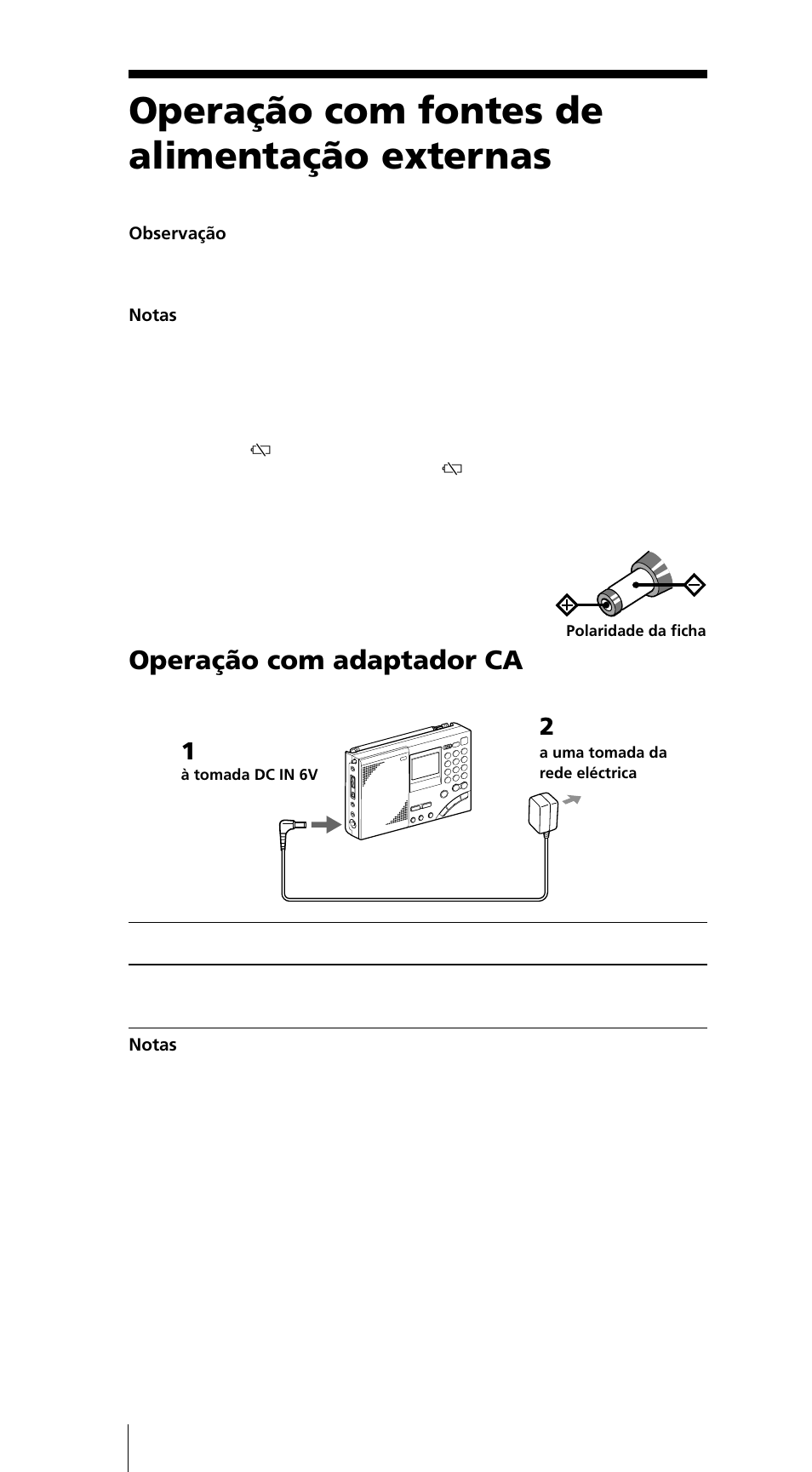 Operação com fontes de alimentação externas, Operação com adaptador ca | Sony ICF-SW7600GR User Manual | Page 210 / 242