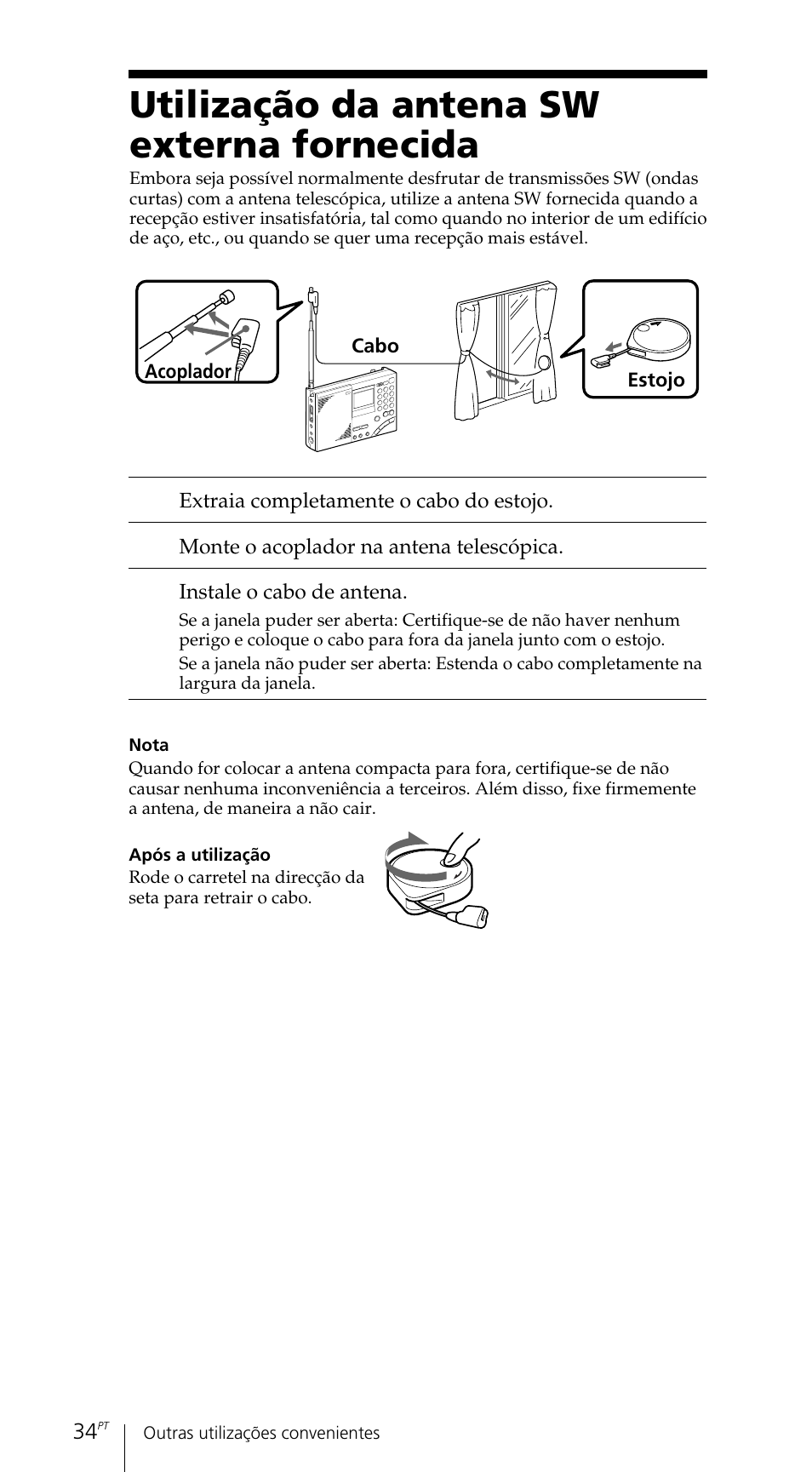 Utilização da antena sw externa fornecida | Sony ICF-SW7600GR User Manual | Page 234 / 242
