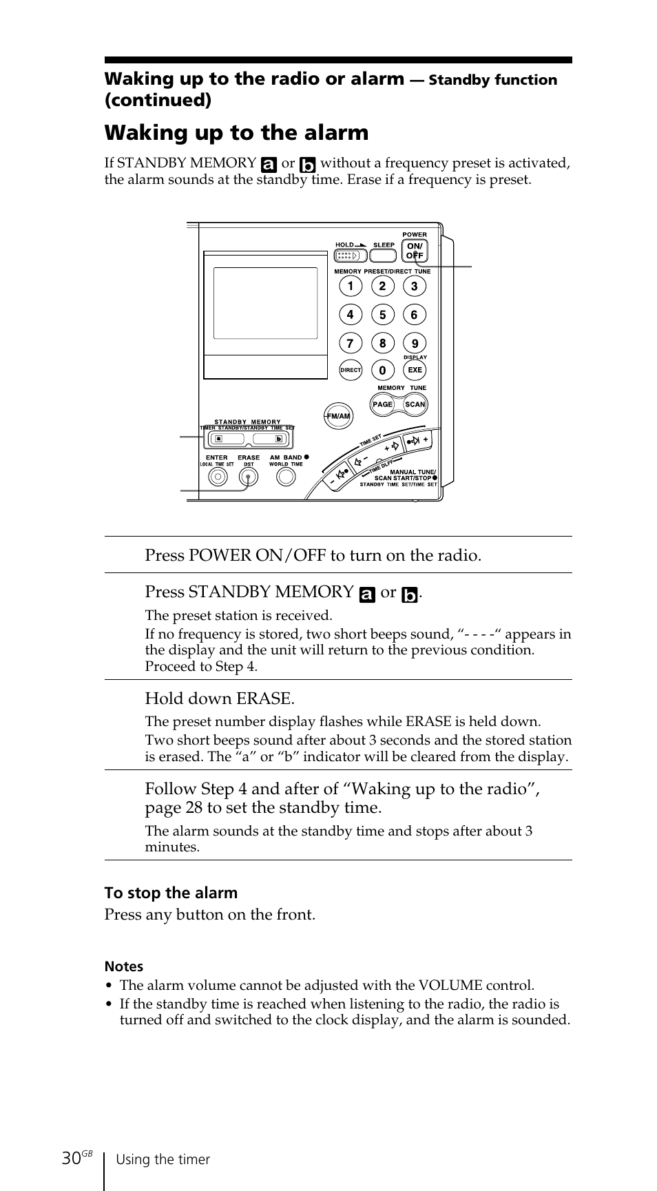 Waking up to the alarm | Sony ICF-SW7600GR User Manual | Page 30 / 242