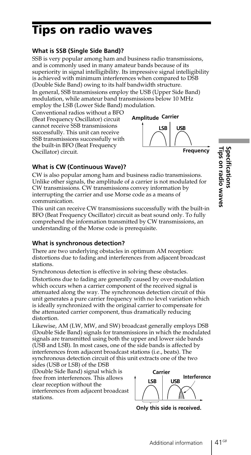 Tips on radio waves | Sony ICF-SW7600GR User Manual | Page 41 / 242