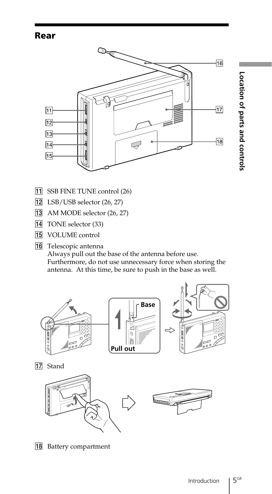 Rear | Sony ICF-SW7600GR User Manual | Page 5 / 242