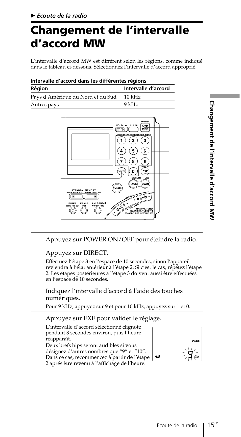 Changement de l’intervalle d’accord mw | Sony ICF-SW7600GR User Manual | Page 55 / 242