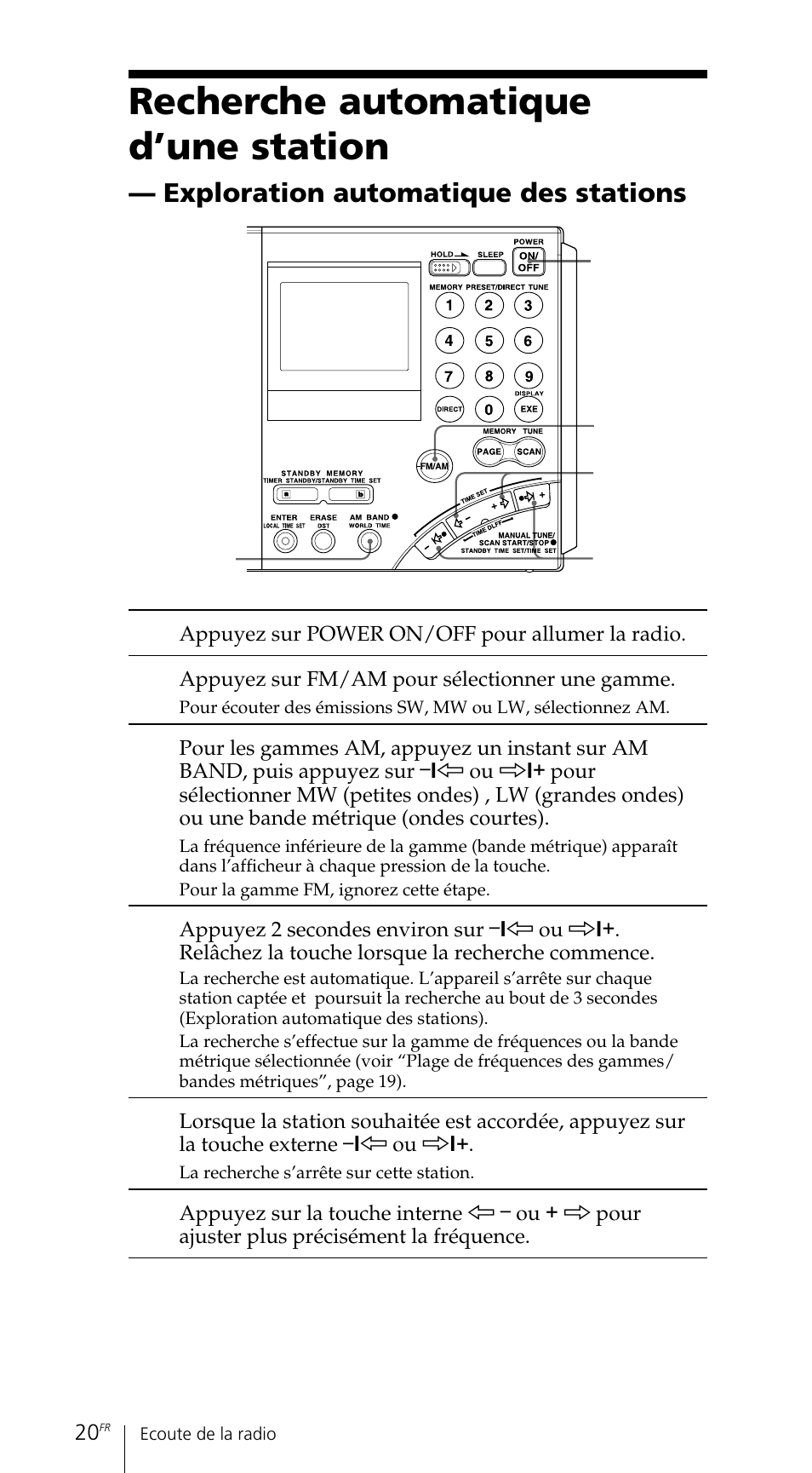 Recherche automatique d’une station | Sony ICF-SW7600GR User Manual | Page 60 / 242