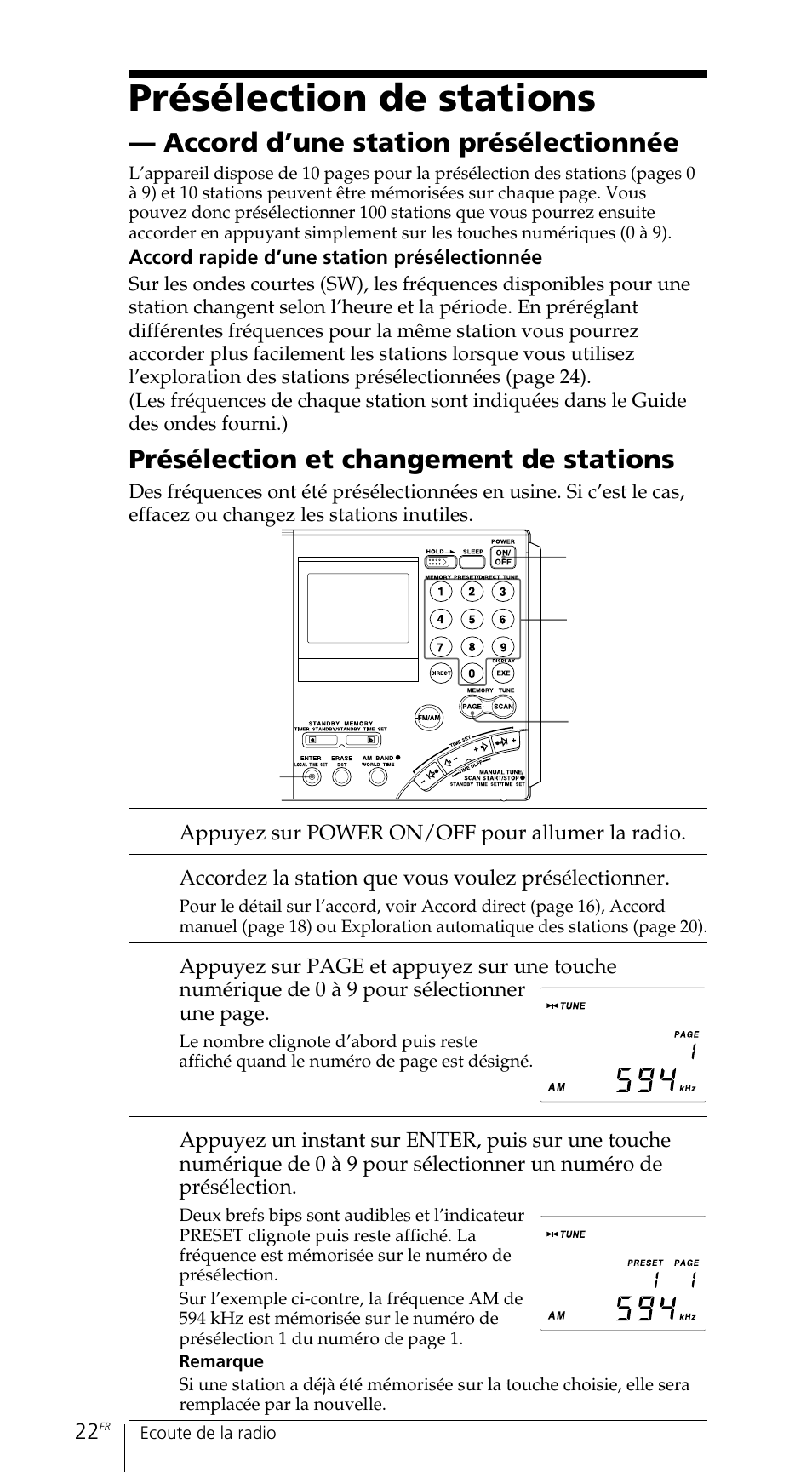 Présélection de stations | Sony ICF-SW7600GR User Manual | Page 62 / 242