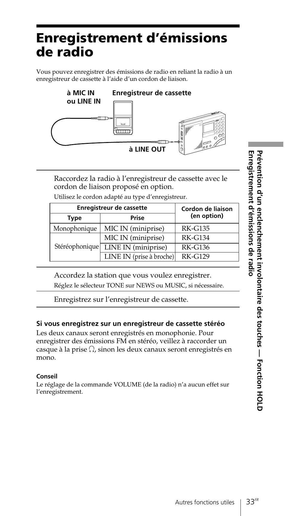 Enregistrement d’émissions de radio | Sony ICF-SW7600GR User Manual | Page 73 / 242
