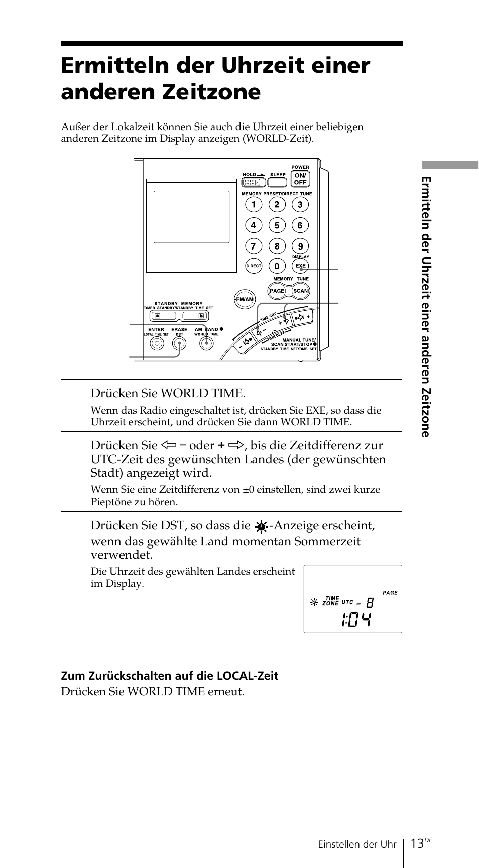 Ermitteln der uhrzeit einer anderen zeitzone | Sony ICF-SW7600GR User Manual | Page 93 / 242