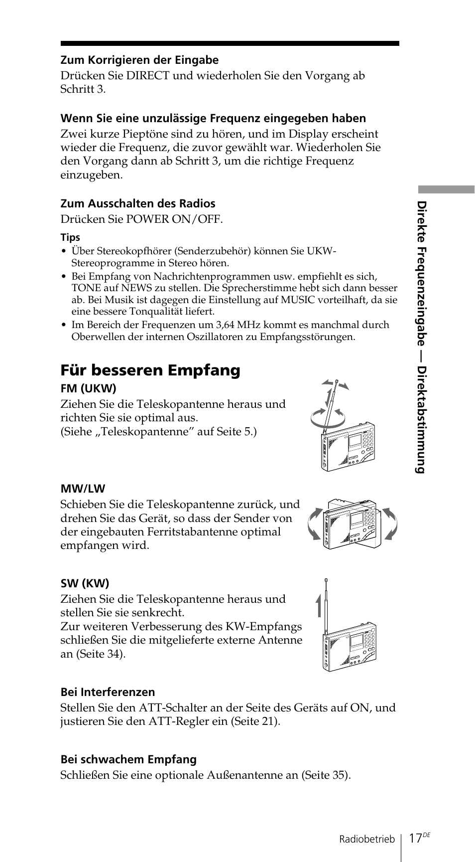 Für besseren empfang | Sony ICF-SW7600GR User Manual | Page 97 / 242