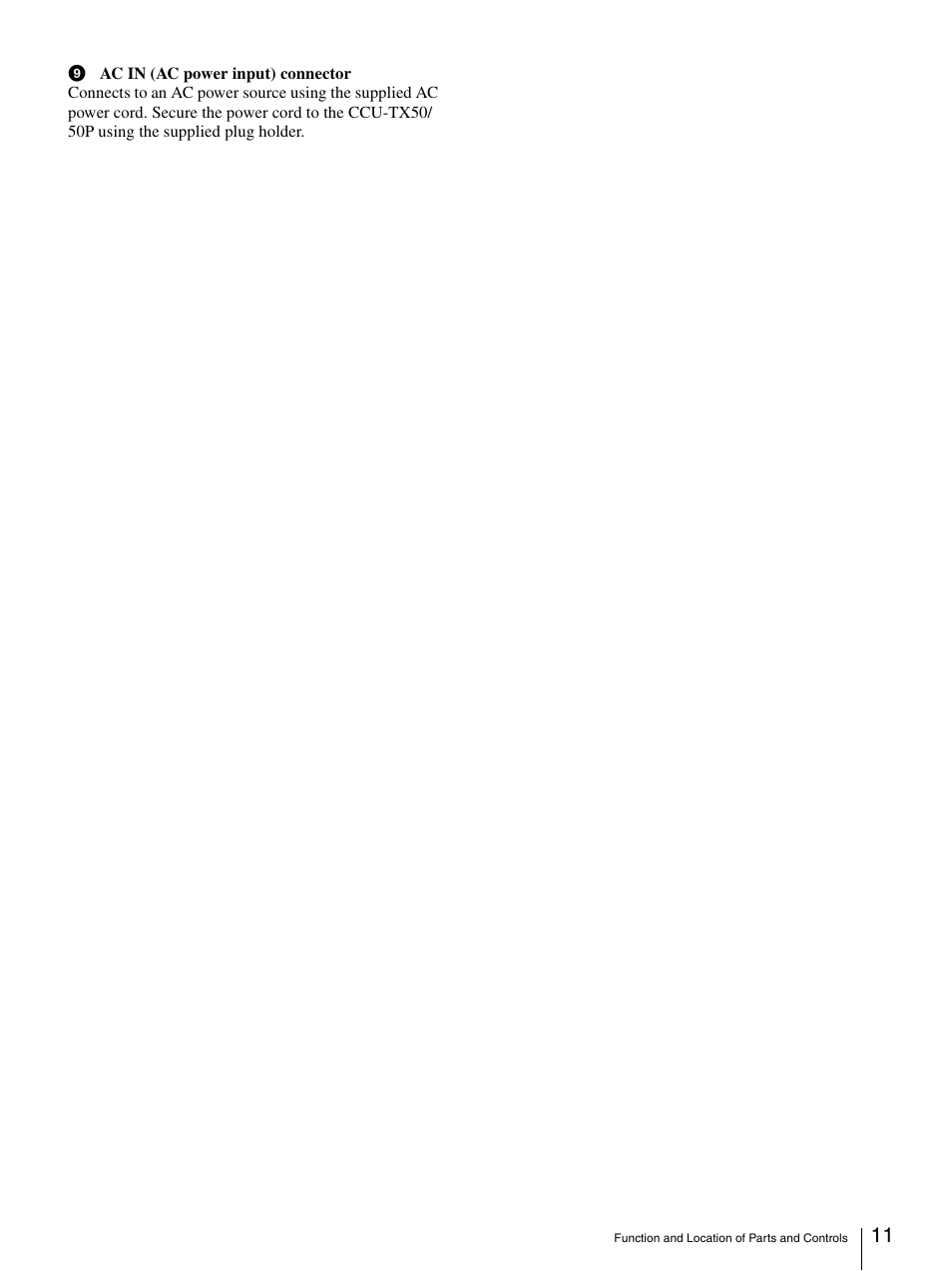 Sony CCU-TX50P User Manual | Page 11 / 19