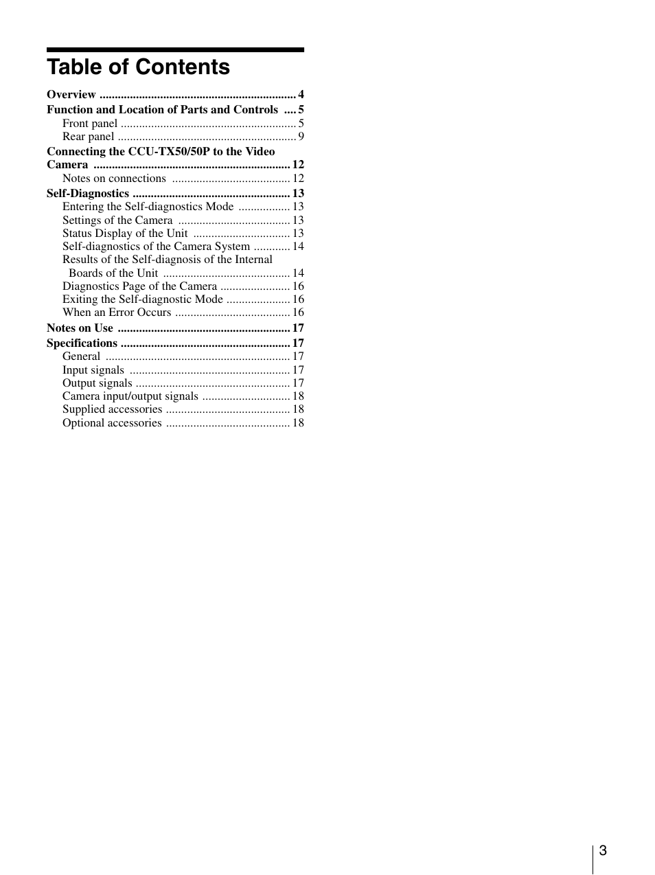 Sony CCU-TX50P User Manual | Page 3 / 19