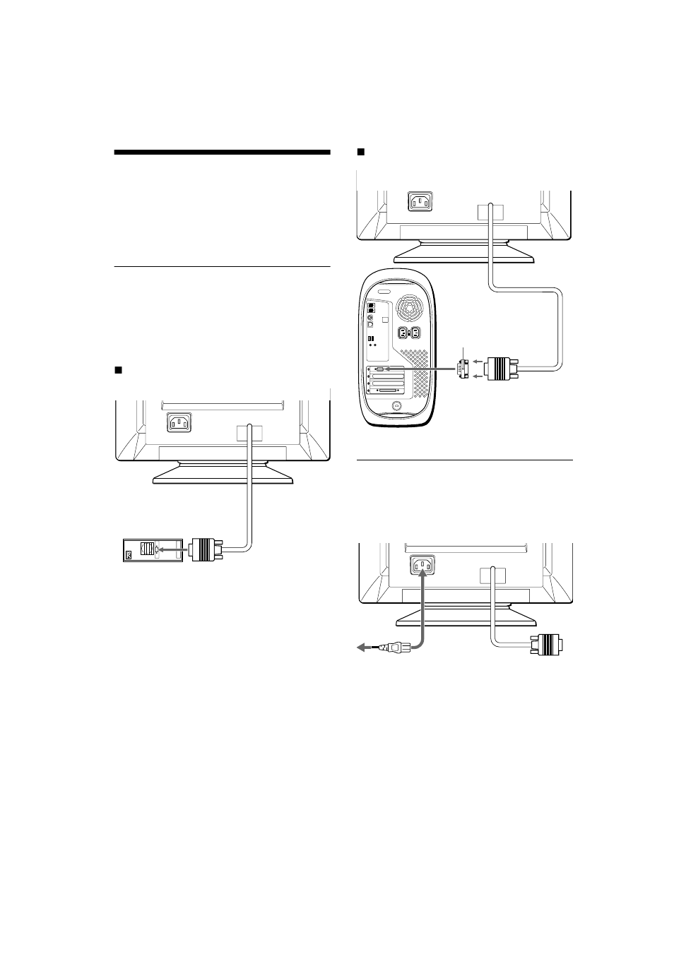 Instalación, Paso 1: conexión del monitor al ordenador, Paso 2: conexión del cable de alimentación | Sony CPD-E100E User Manual | Page 48 / 88