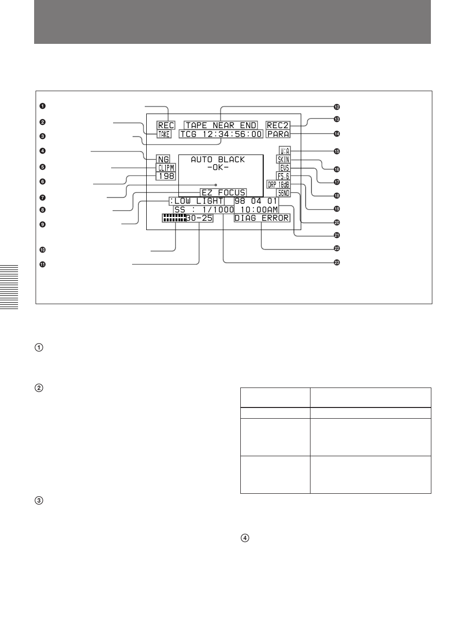 Viewfinder normal indications | Sony 300PF User Manual | Page 74 / 124