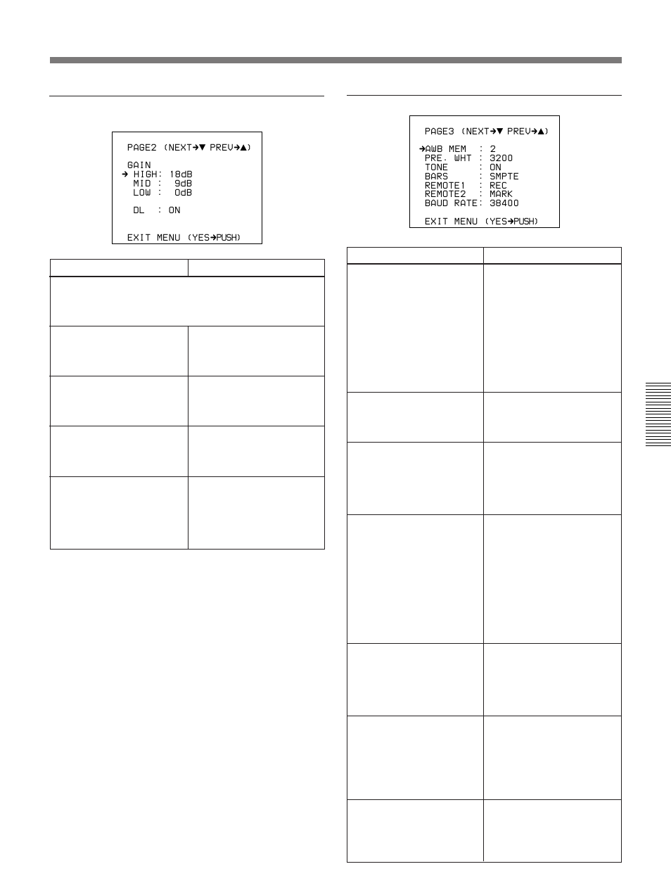 Advanced menu page 3, Advanced menu page 2 | Sony 300PF User Manual | Page 85 / 124