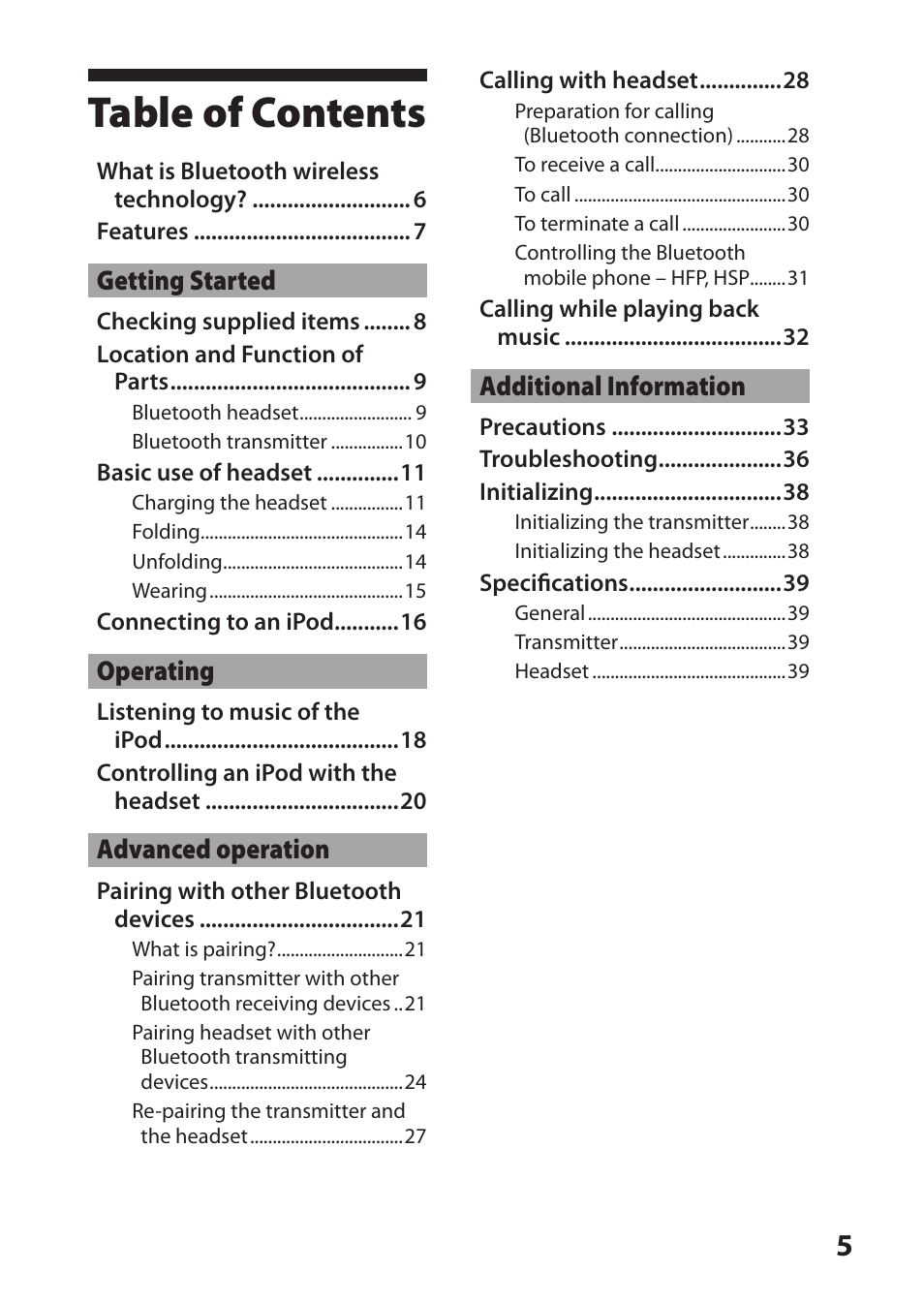 Sony DR-BT21iK User Manual | Page 5 / 44