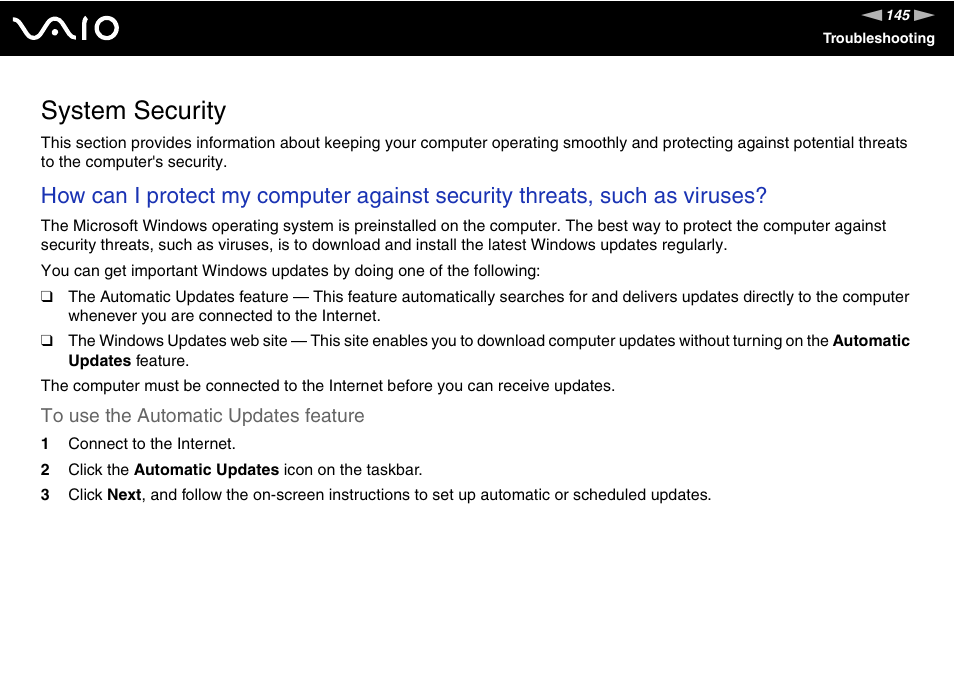 System security | Sony VGC-RC110G User Manual | Page 145 / 180