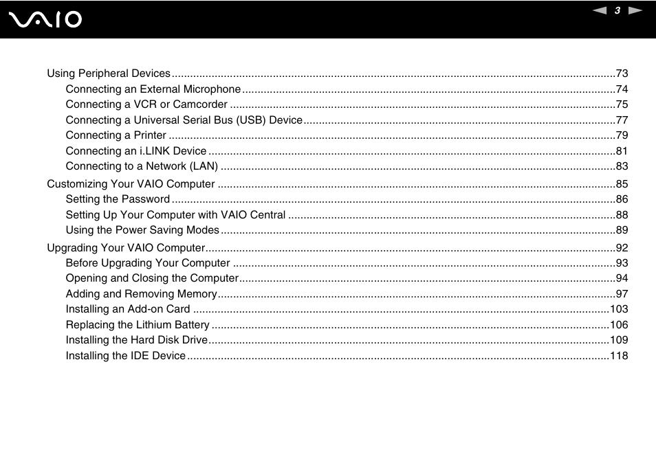 Sony VGC-RC110G User Manual | Page 3 / 180