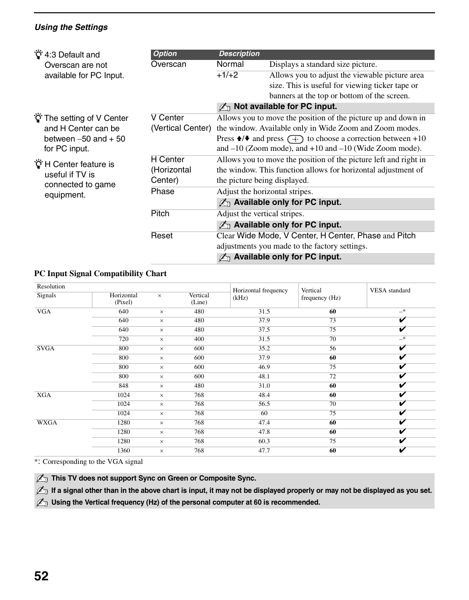 Sony WEGA KLV S23A10 User Manual | Page 52 / 68