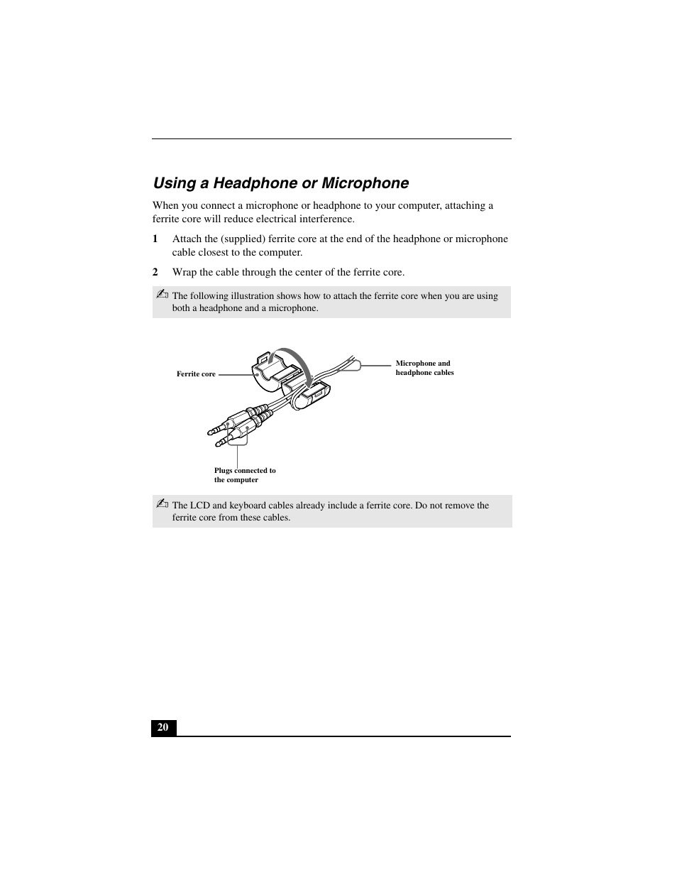 Using a headphone or microphone | Sony PCV-L640 User Manual | Page 20 / 69