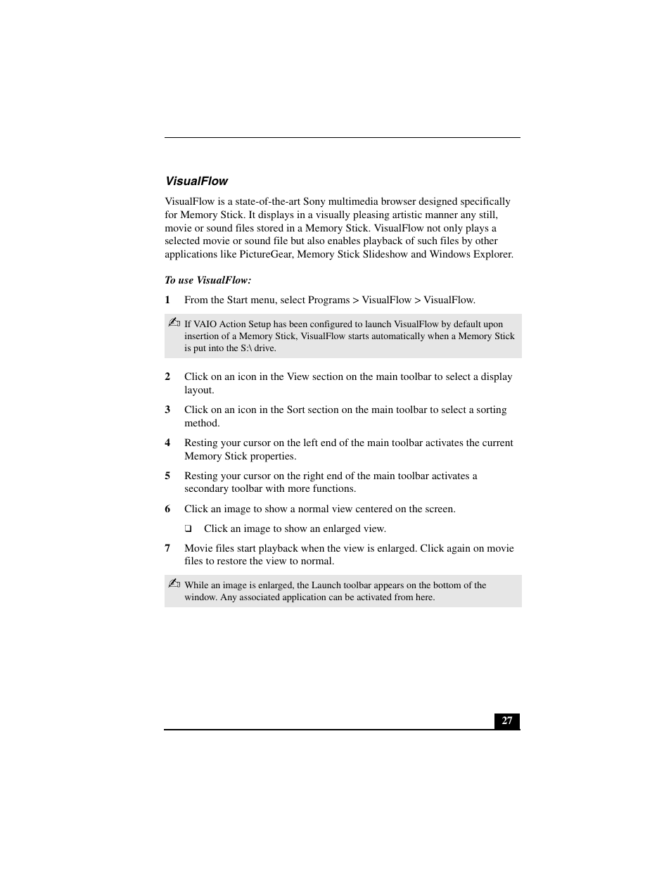 Visualflow, To use visualflow | Sony PCV-L640 User Manual | Page 27 / 69