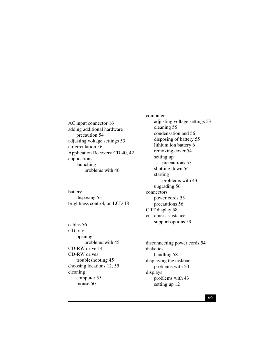 Index | Sony PCV-L640 User Manual | Page 66 / 69