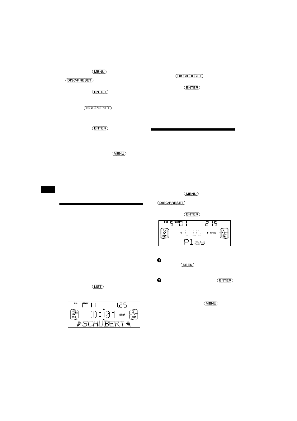 Localisation d’un disque par son nom, List-up, Sélection de pistes spécifiques pour la lecture | Bank | Sony CDX-CA750X User Manual | Page 40 / 92