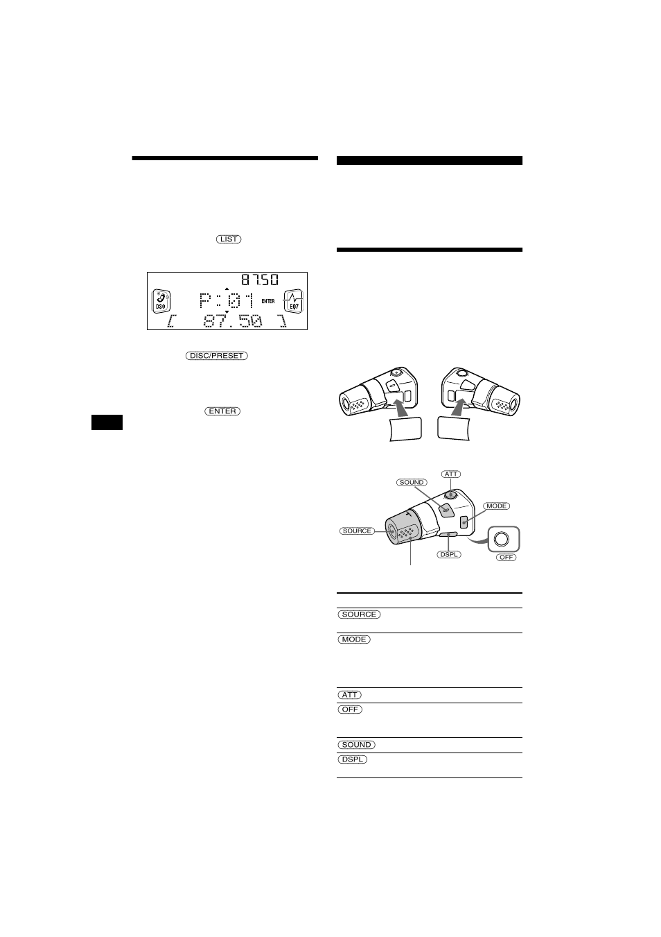 Syntonisation d’une station via une liste, List-up, Autres fonctions | Utilisation du satellite de commande | Sony CDX-CA750X User Manual | Page 44 / 92