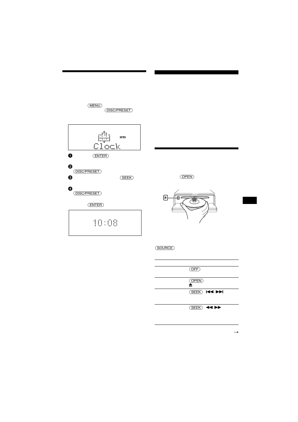 Ajuste del reloj, Reproductor de cd unidad de cd/md (opcional), Reproducción de discos | Sony CDX-CA750X User Manual | Page 67 / 92