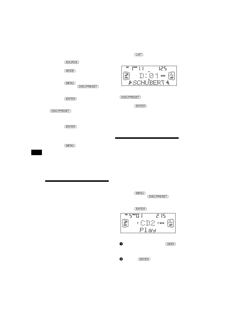 Localización de discos por nombre, Listado, Selección de pistas específicas para su | Reproducción — banco | Sony CDX-CA750X User Manual | Page 70 / 92