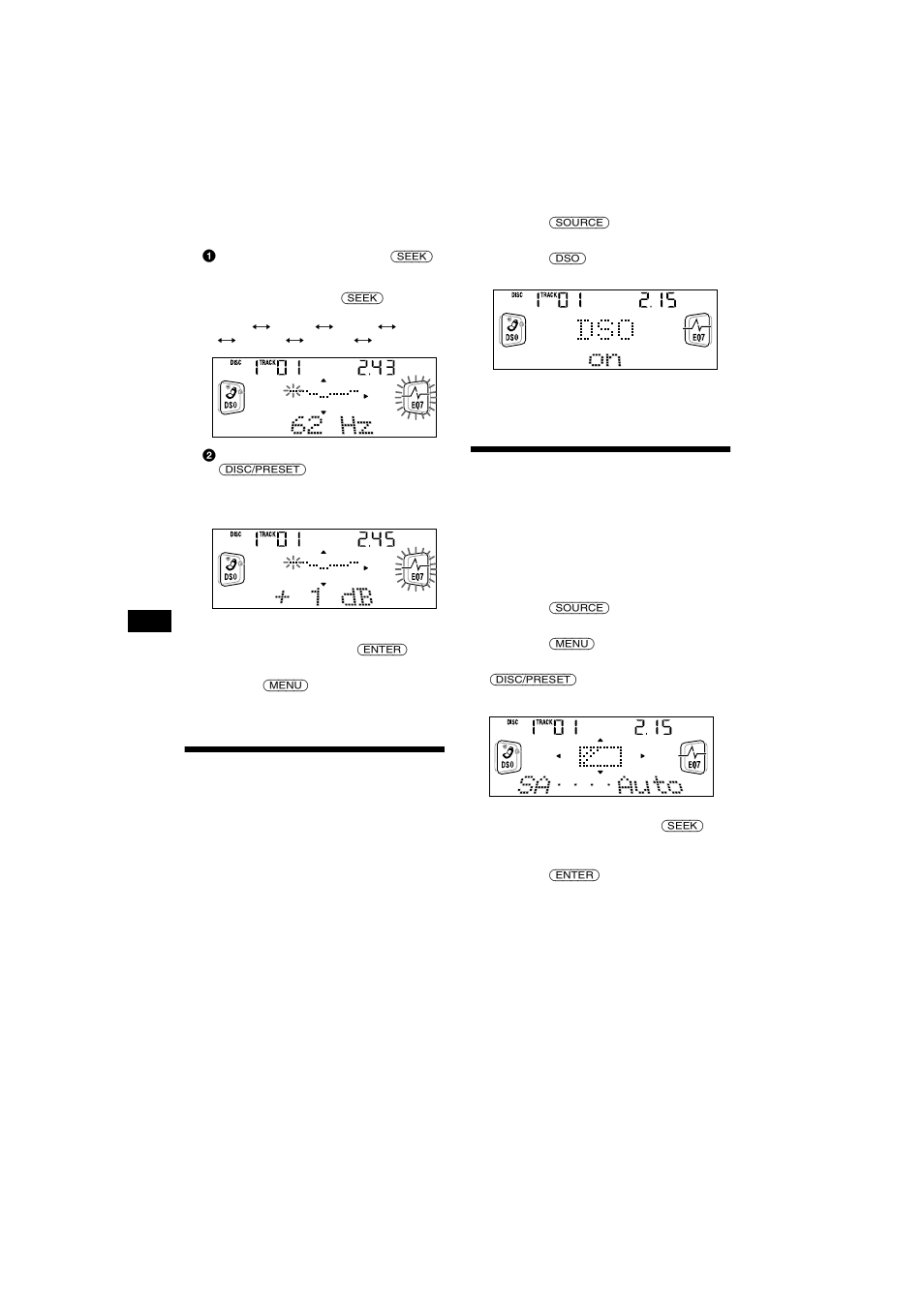 Ajuste del organizador de sonido de baja, Frecuencia dinámico (dso), Selección del analizador de espectros | Sony CDX-CA750X User Manual | Page 78 / 92