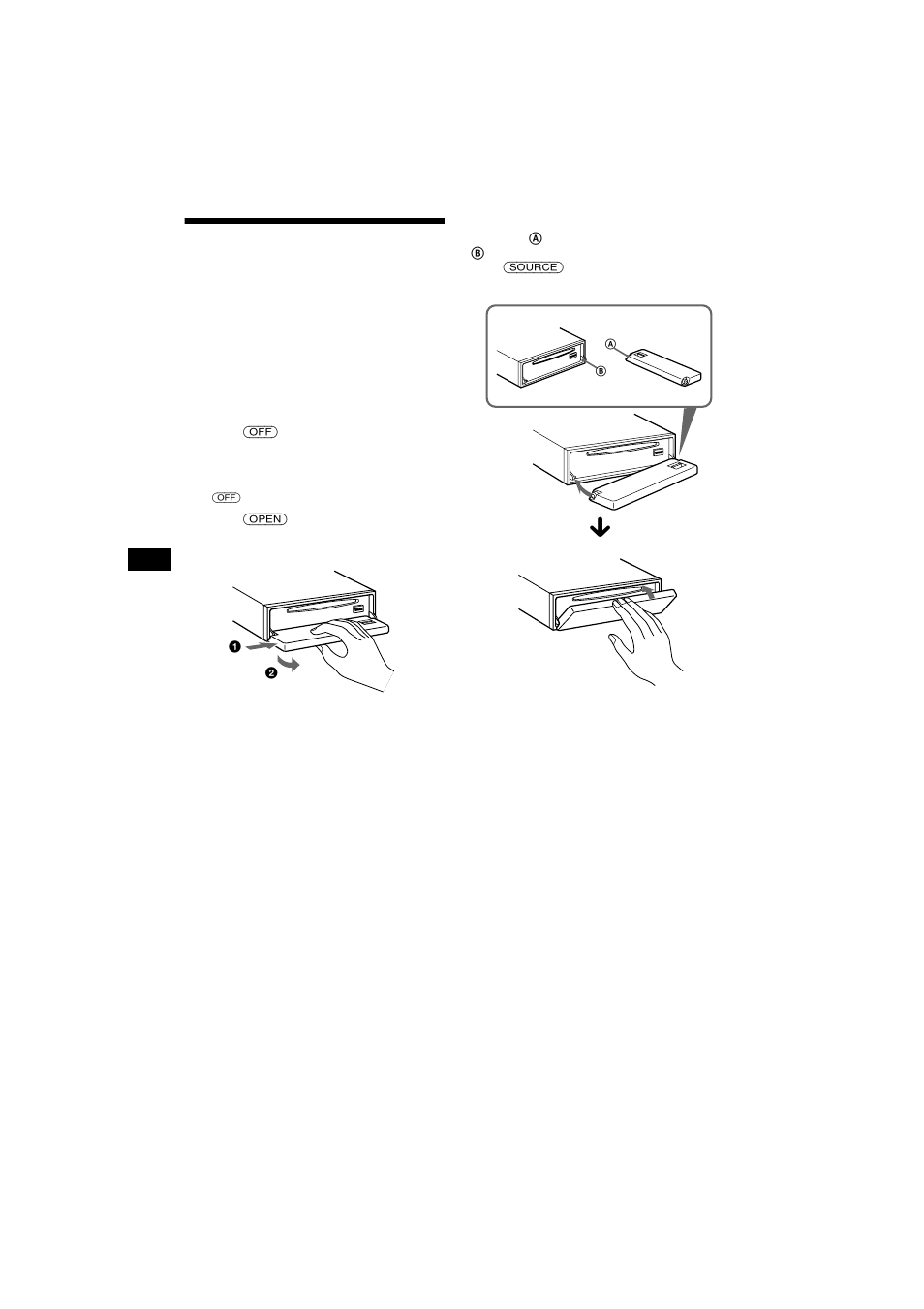 Detaching the front panel | Sony CDX-CA750X User Manual | Page 8 / 92