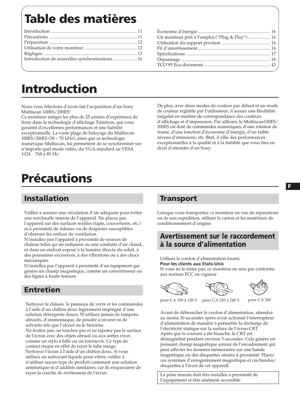 Sony CPD-100ES User Manual | Page 11 / 44