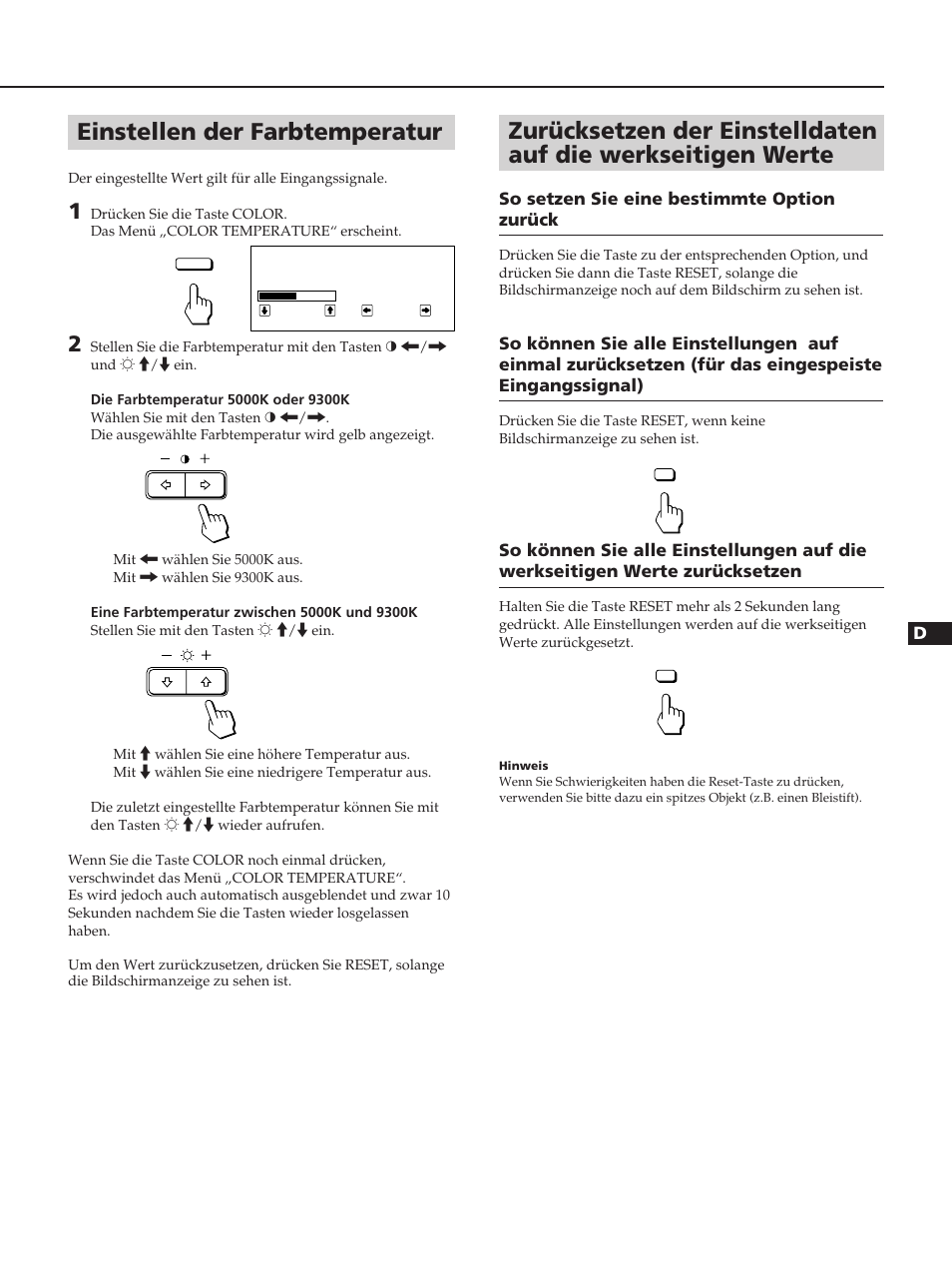 Einstellen der farbtemperatur | Sony CPD-100ES User Manual | Page 23 / 44