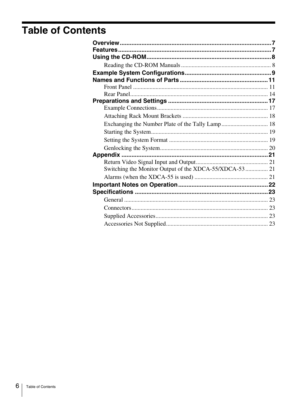 Sony XDCU-50 User Manual | Page 6 / 24