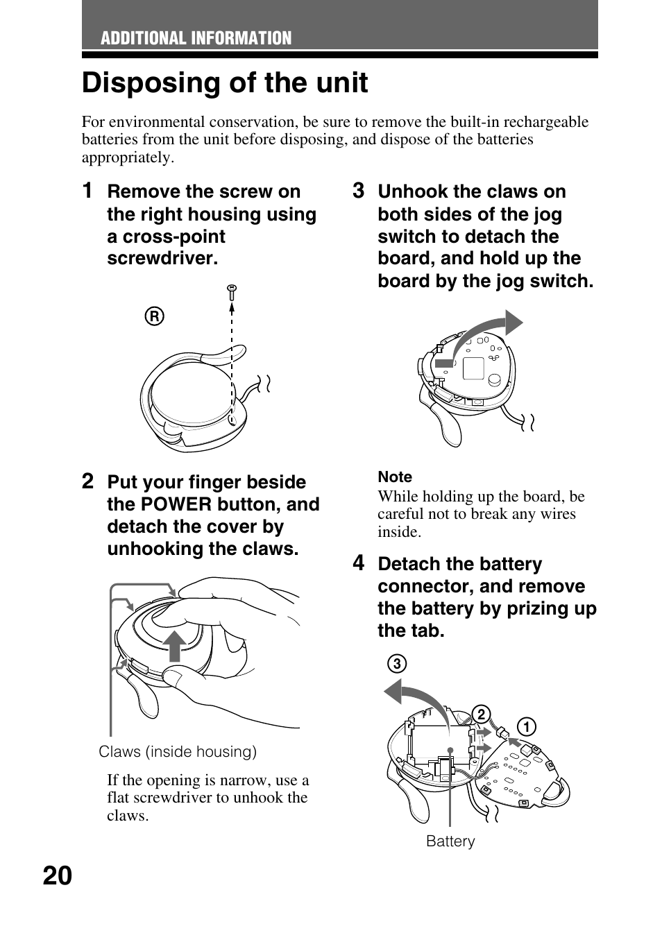 Disposing of the unit | Sony DR-BT30Q User Manual | Page 20 / 28