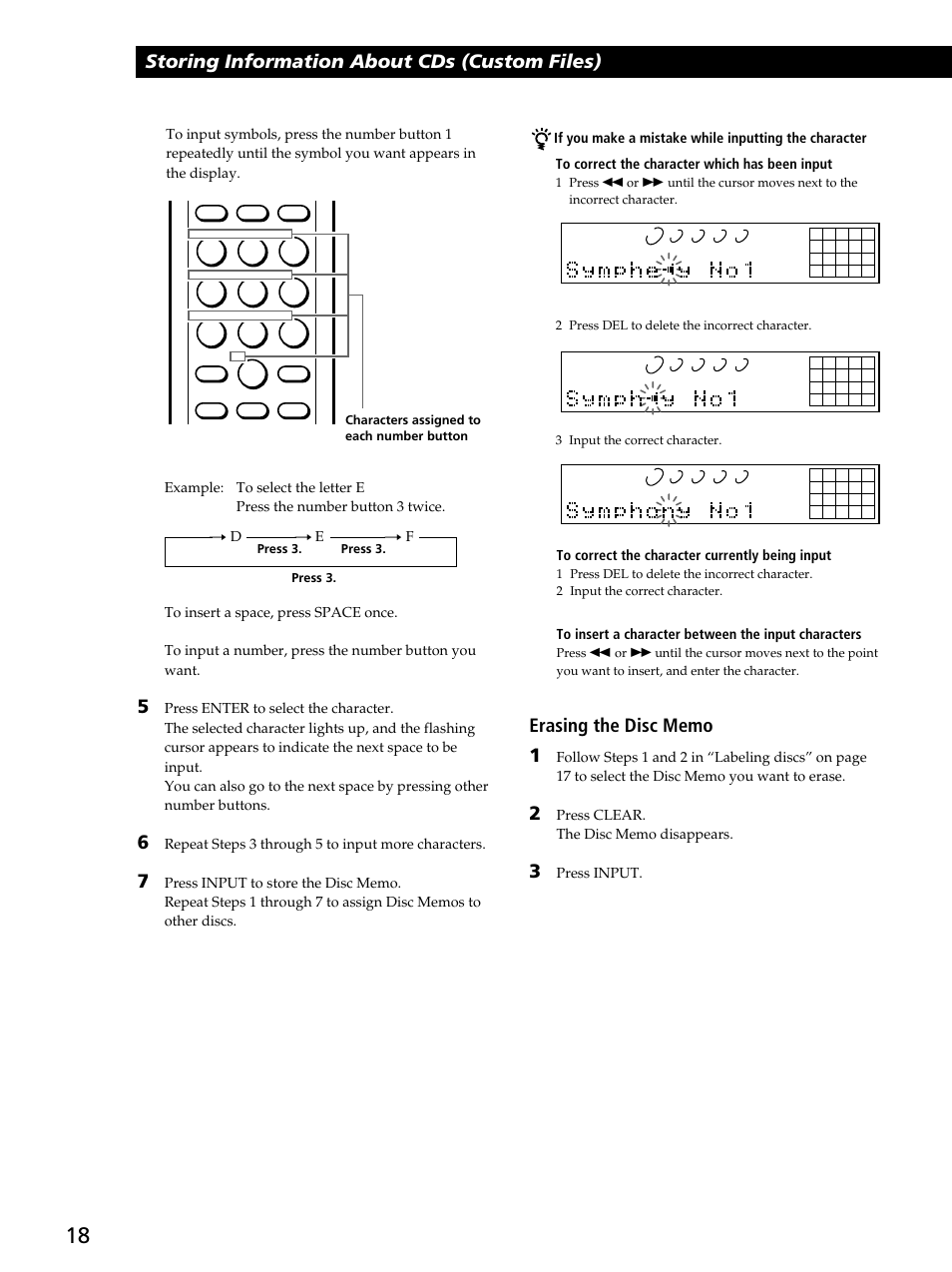 Recording from cds, Storing information about cds (custom files) | Sony CDP-CA80ES User Manual | Page 18 / 24