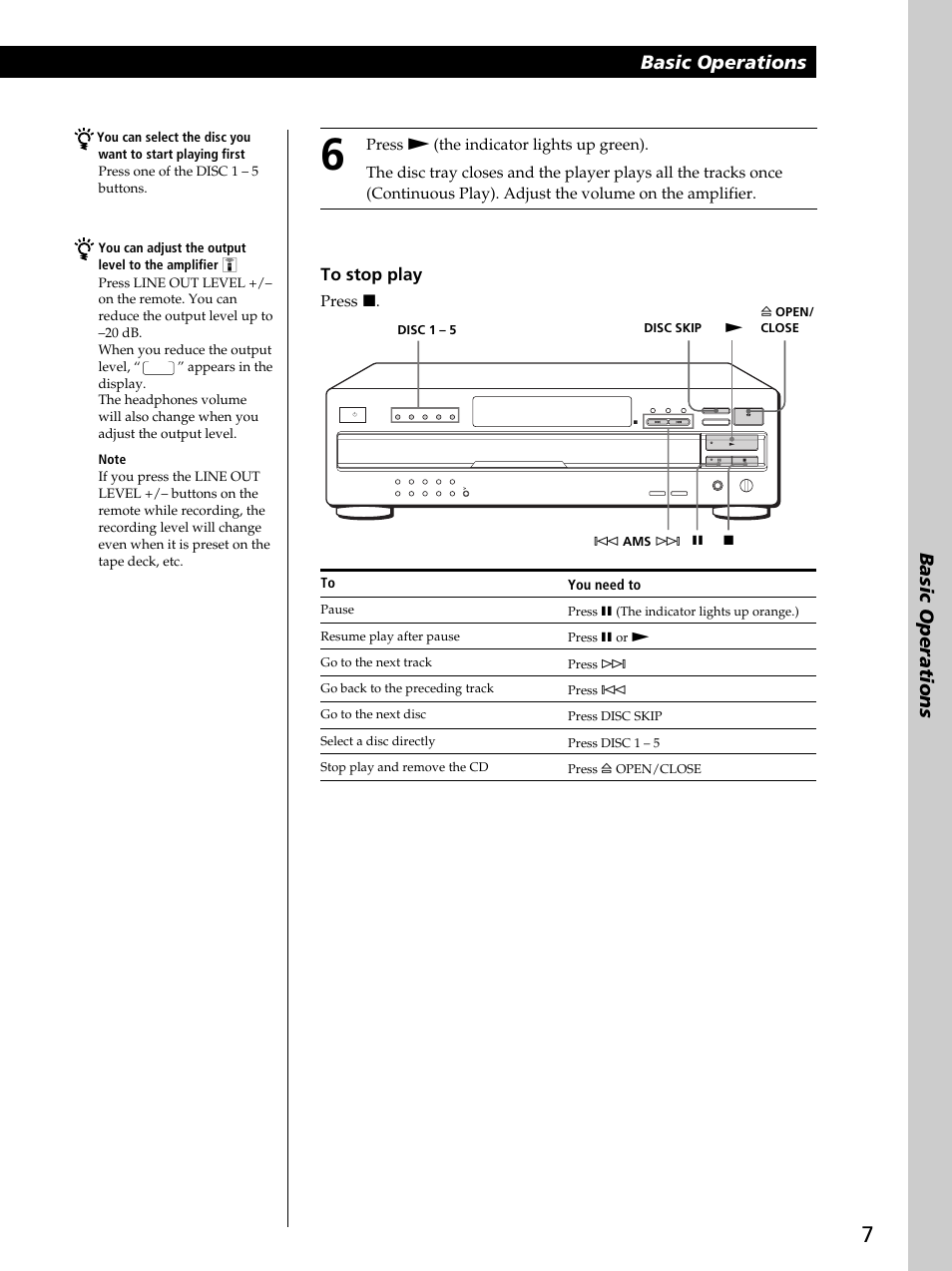 Basic operations, Press p, You need to | Sony CDP-CA80ES User Manual | Page 7 / 24